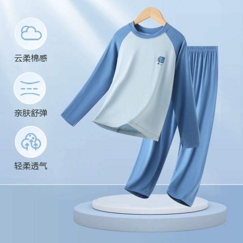 Children'S Home Clothes Modal Long Sleeve Trousers Pajamas Suit Boys And Girls Shoulder Cooler Air-Conditioning Clothes - Image 4